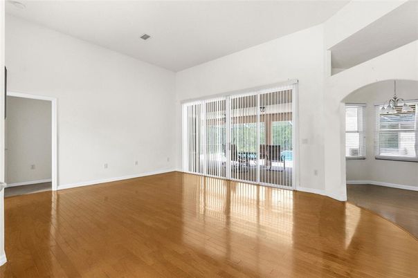 Chandelier, Empty room, Interior, Wood Texture Flooring