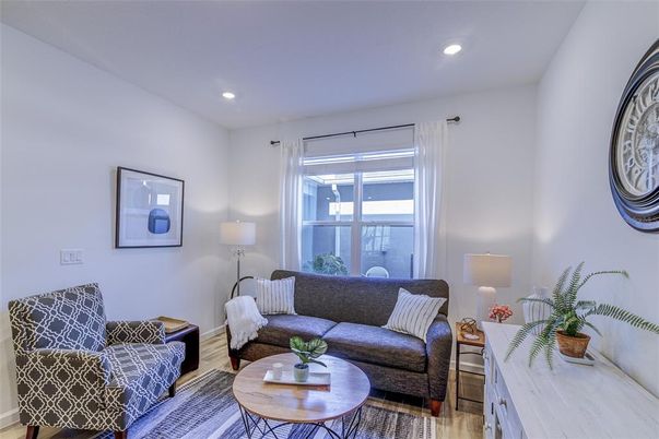 Interior, Living room, Recessed Lighting, Wood Texture Flooring