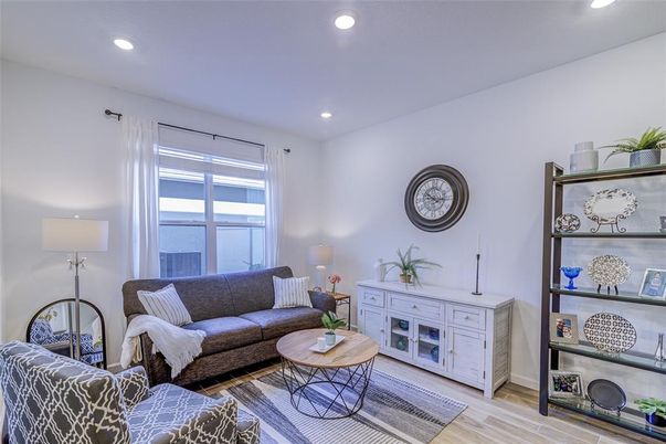 Interior, Living room, Recessed Lighting, Wood Texture Flooring