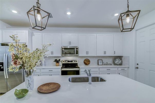 Interior, Kitchen, Pendant Lights, Recessed Lighting, Stainless Steel Appliances