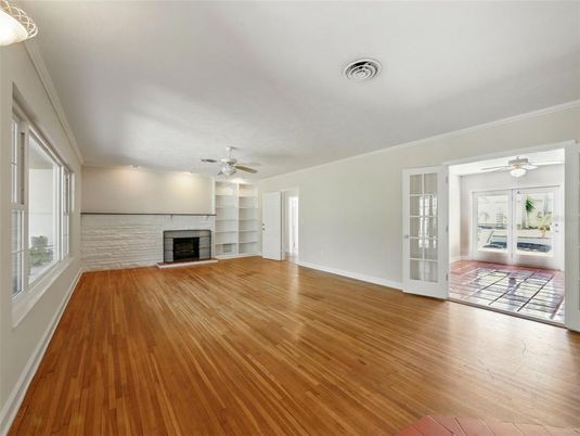 Empty room, Fireplace, Interior, Wood Texture Flooring