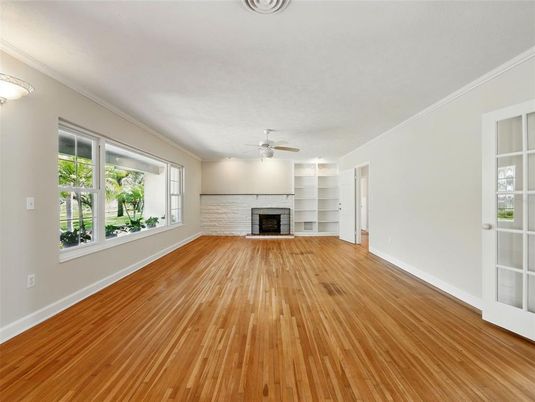 Empty room, Fireplace, Interior, Wood Texture Flooring