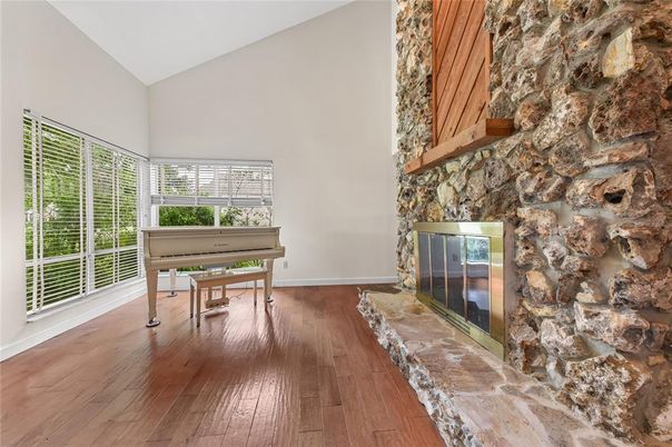 Interior, Piano, Stone Walls, Wood Texture Flooring