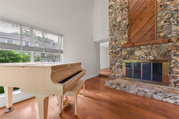 Fireplace, Interior, Piano, Wood Texture Flooring
