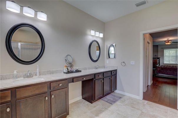 Bathroom, Dual Sink Vanities, Interior, Wood Texture Flooring