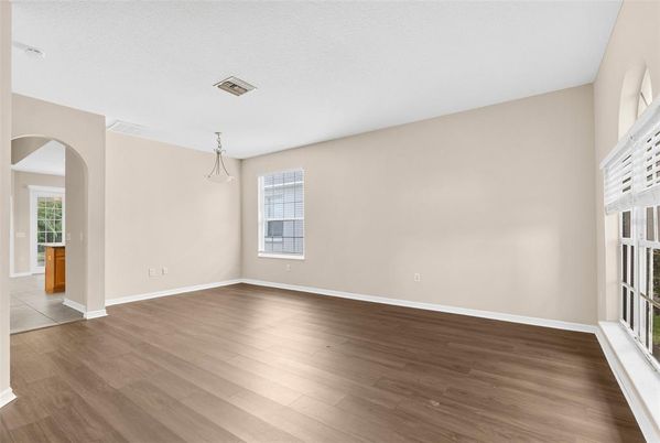 Empty room, Interior, Pendant Lights, Wood Texture Flooring
