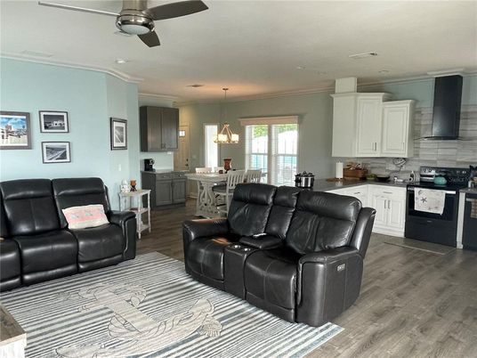Home Theatre Room, Dining room, Interior, Kitchen, Living room, Pendant Lights, Wood Texture Flooring