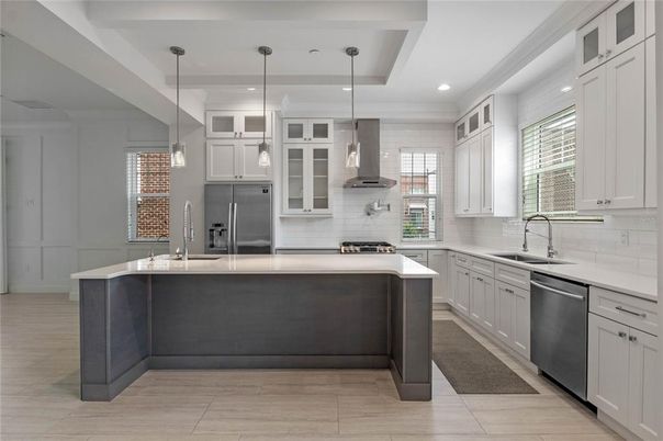 Interior, Kitchen, Pendant Lights, Recessed Lighting, Stainless Steel Appliances