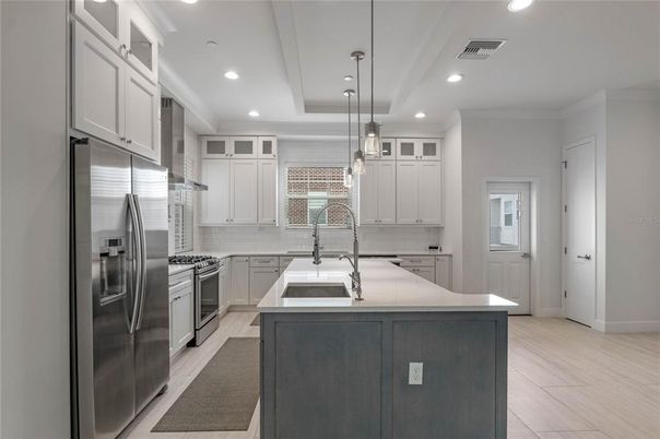Interior, Kitchen, Pendant Lights, Recessed Lighting, Stainless Steel Appliances