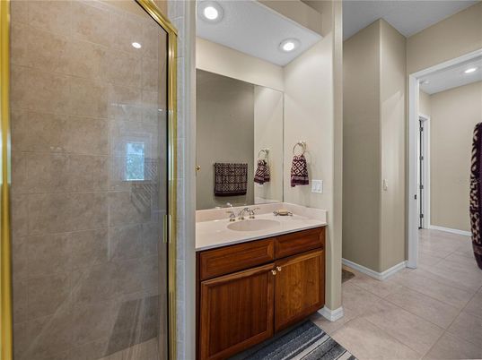 Bathroom, Glass Shower, Interior, Recessed Lighting