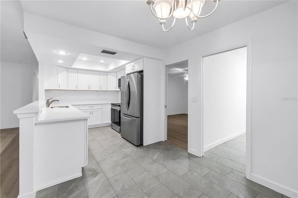 Interior, Kitchen, Recessed Lighting, Wood Texture Flooring