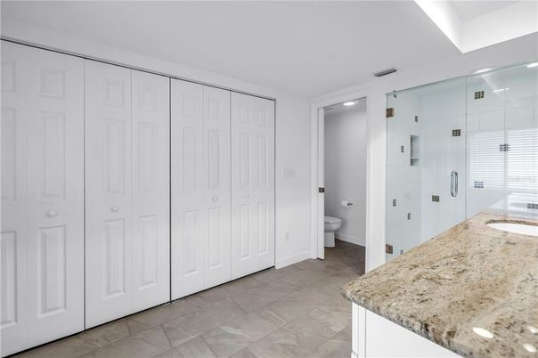 Bathroom, Glass Shower, Interior, Recessed Lighting
