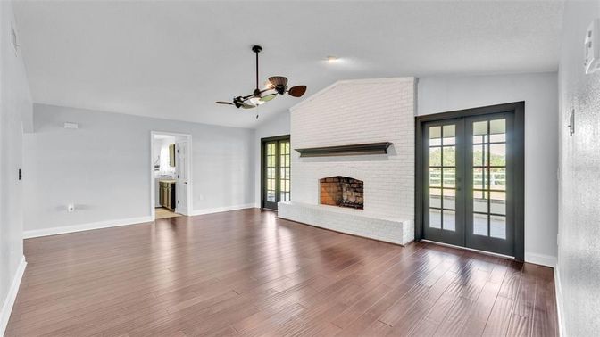 Empty room, Fireplace, Interior, Wood Texture Flooring