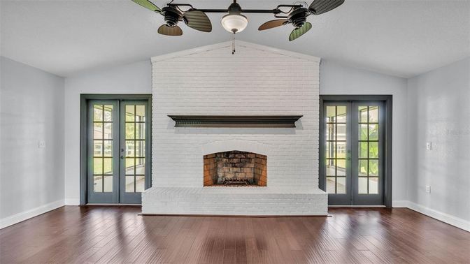Empty room, Fireplace, Interior, Wood Texture Flooring