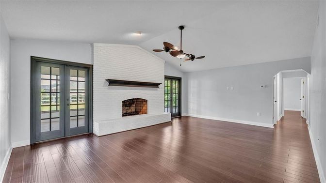 Empty room, Fireplace, Interior, Wood Texture Flooring