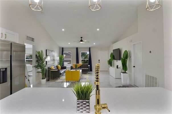 Interior, Living room, Marble, Pendant Lights, Recessed Lighting