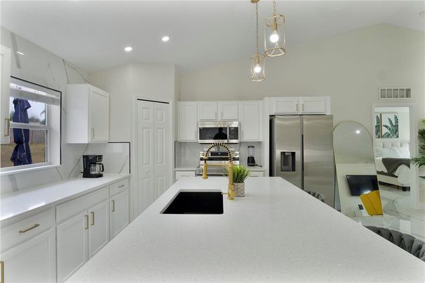 Interior, Kitchen, Pendant Lights, Recessed Lighting, Stainless Steel Appliances