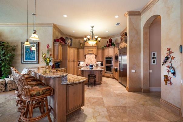 Chandelier, Interior, Kitchen, Pendant Lights, Recessed Lighting, Stainless Steel Appliances