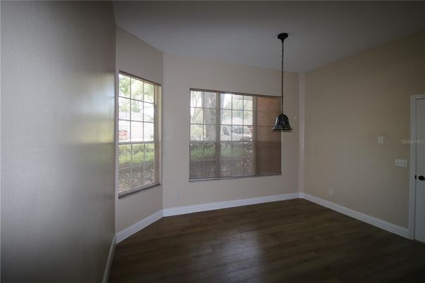 Empty room, Interior, Pendant Lights, Wood Texture Flooring
