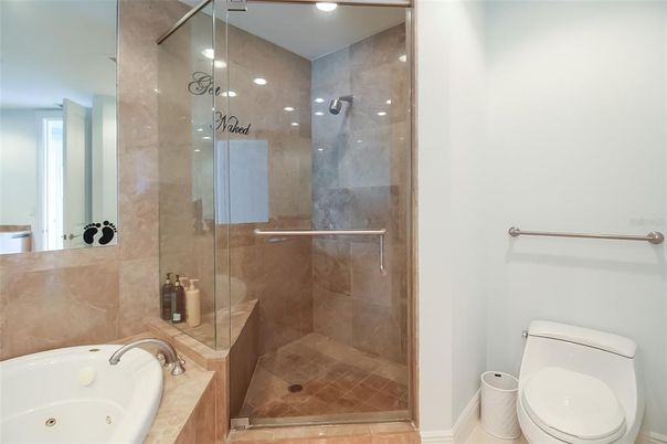 Bathroom, Glass Shower, Interior, Recessed Lighting
