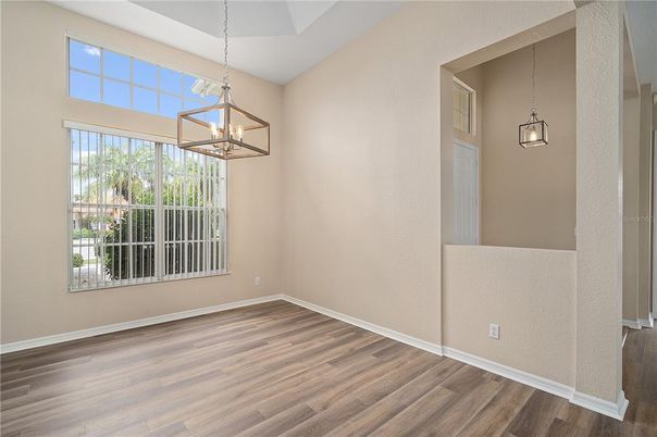 Empty room, Interior, Pendant Lights, Wood Texture Flooring