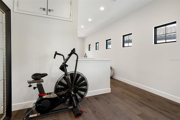 Fitness Equipment, Interior, Recessed Lighting, Wood Texture Flooring