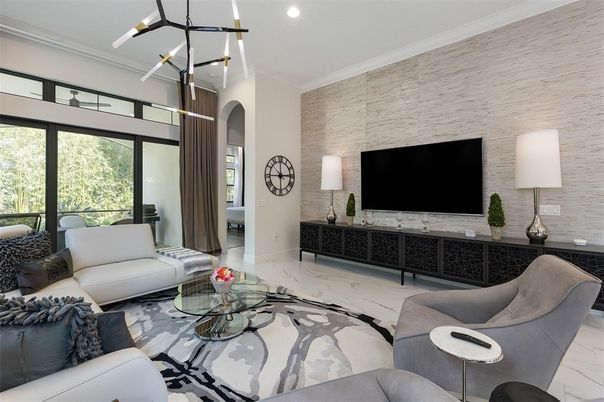 Interior, Living room, Marble, Pendant Lights, Recessed Lighting
