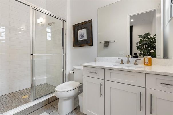 Bathroom, Glass Shower, Interior, Recessed Lighting