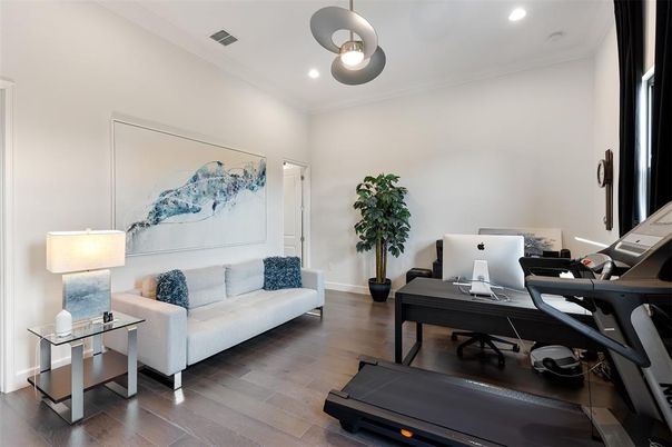 Home Office, Interior, Recessed Lighting, Wood Texture Flooring