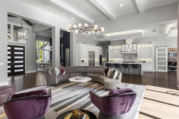 Interior, Kitchen, Living room, Pendant Lights, Recessed Lighting, Stainless Steel Appliances, Wood Texture Flooring