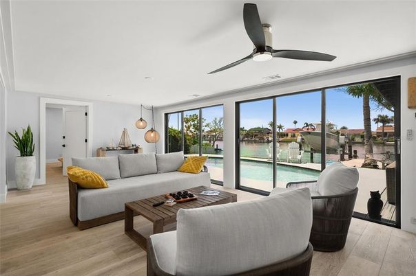 Interior, Living room, Pendant Lights, Water, Wood Texture Flooring