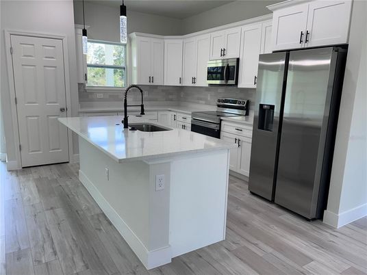 Interior, Kitchen, Stainless Steel Appliances, Wood Texture Flooring