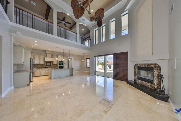 Fireplace, Interior, Kitchen, Pendant Lights, Recessed Lighting