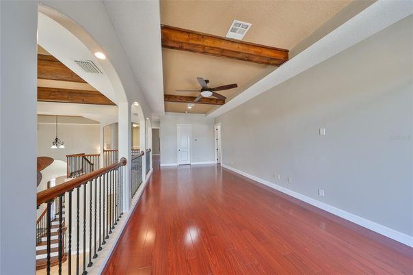 Interior, Pendant Lights, Recessed Lighting, Wooden Beams, Wood Texture Flooring