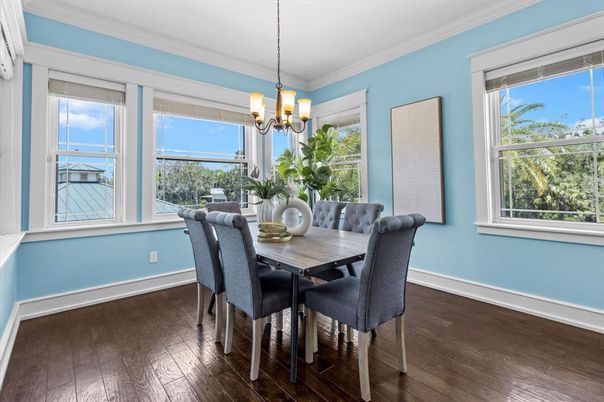 Chandelier, Dining room, Interior, Pendant Lights, Wood Texture Flooring