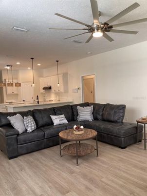 Interior, Kitchen, Living room, Pendant Lights, Recessed Lighting, Wood Texture Flooring