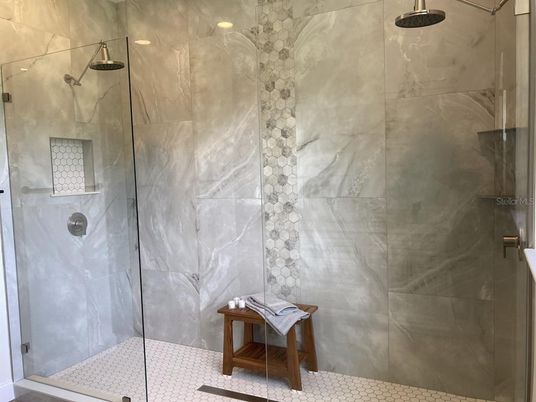 Bathroom, Glass Shower, Interior, Marble Walls