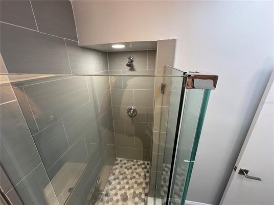 Bathroom, Glass Shower, Interior, Recessed Lighting