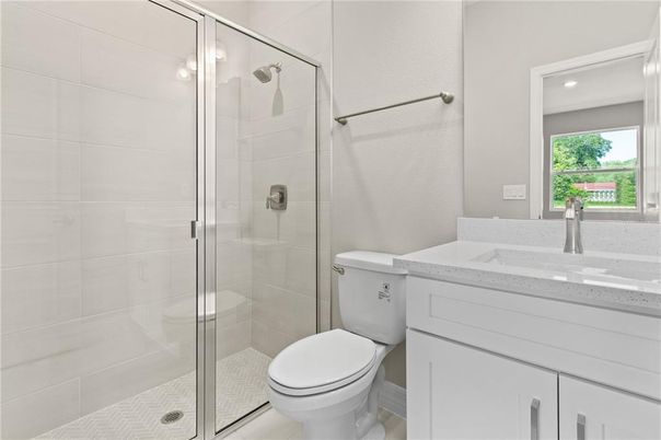 Bathroom, Glass Shower, Interior, Recessed Lighting