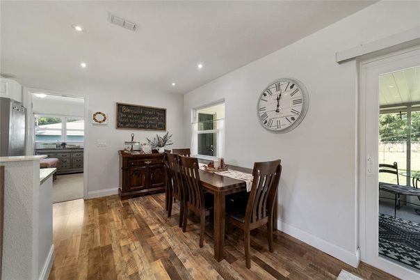 Dining room, Interior, Recessed Lighting, Water, Wood Texture Flooring