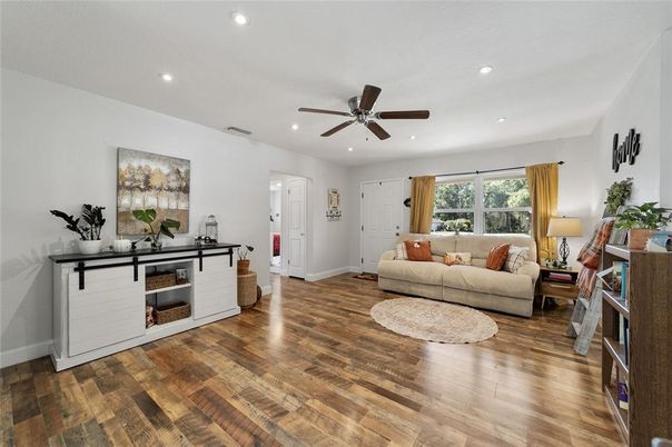 Interior, Living room, Recessed Lighting, Wood Texture Flooring