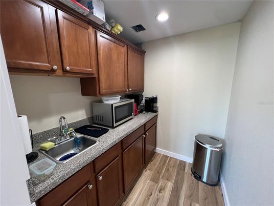 Interior, Kitchen, Recessed Lighting, Wood Texture Flooring