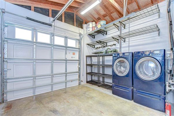 Garage, Interior, Washer, Wooden Beams, Wooden Ceilings