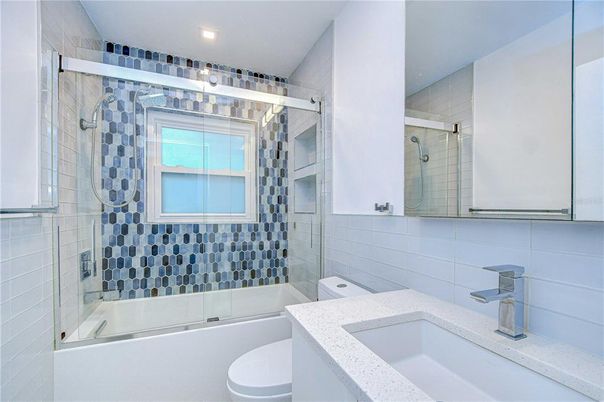 Bathroom, Glass Shower, Interior, Recessed Lighting