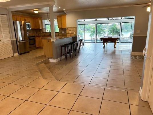 Billiard Table, Game Room, Interior, Kitchen, Stainless Steel Appliances