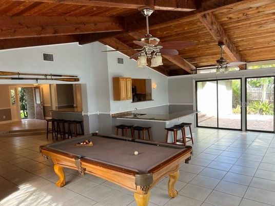 Billiard Table, Game Room, Interior, Wooden Beams, Wooden Ceilings