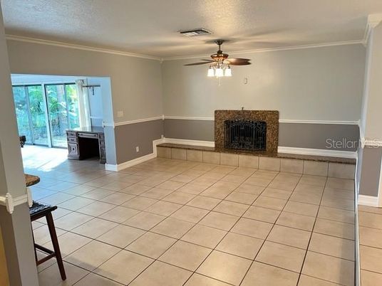 Empty room, Fireplace, Interior