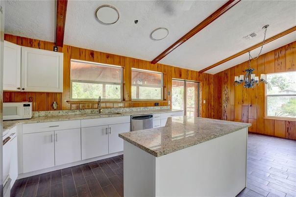 Chandelier, Interior, Kitchen, Wooden Beams, Wood Texture Flooring, Wooden Walls