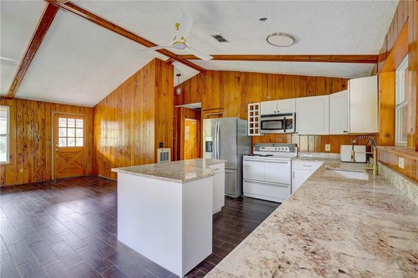 Interior, Kitchen, Wood Texture Flooring, Wooden Walls