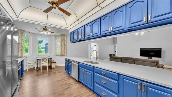 Dining room, Interior, Kitchen, Living room, Wood Texture Flooring